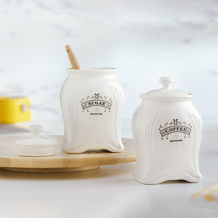 Δοχεία αποθήκευσης καφέ-ζάχαρη από πορσελάνη "Terrestrial" 850ml