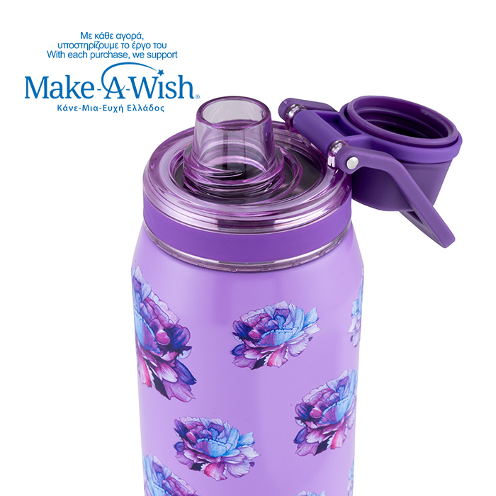 Θερμός μπουκάλι ανοξείδωτο με στόμιο "We Care", Purple Floral 500ml