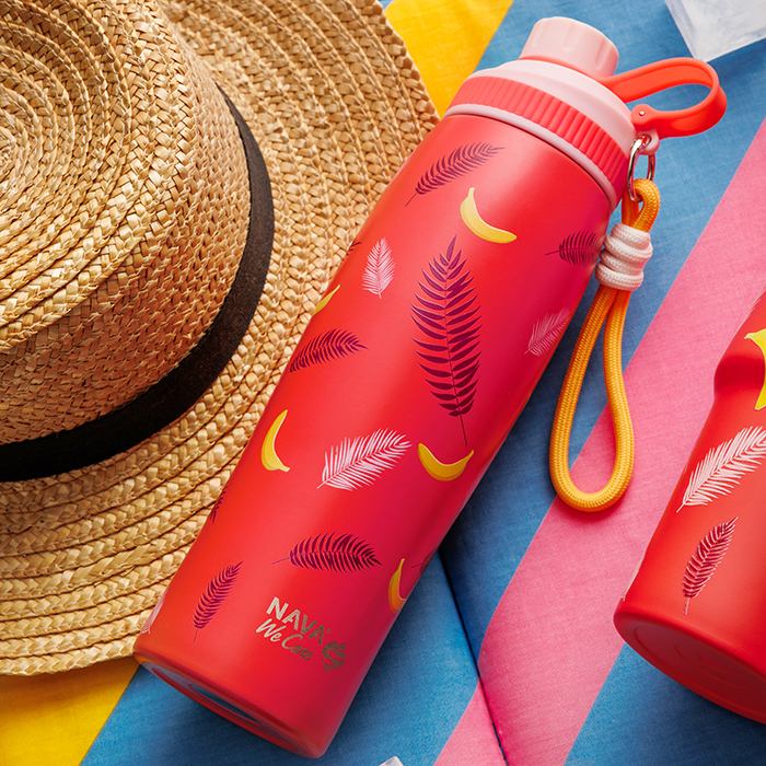 Θερμός μπουκάλι ανοξείδωτο με στόμιο "We Care", Palm Banana 650ml