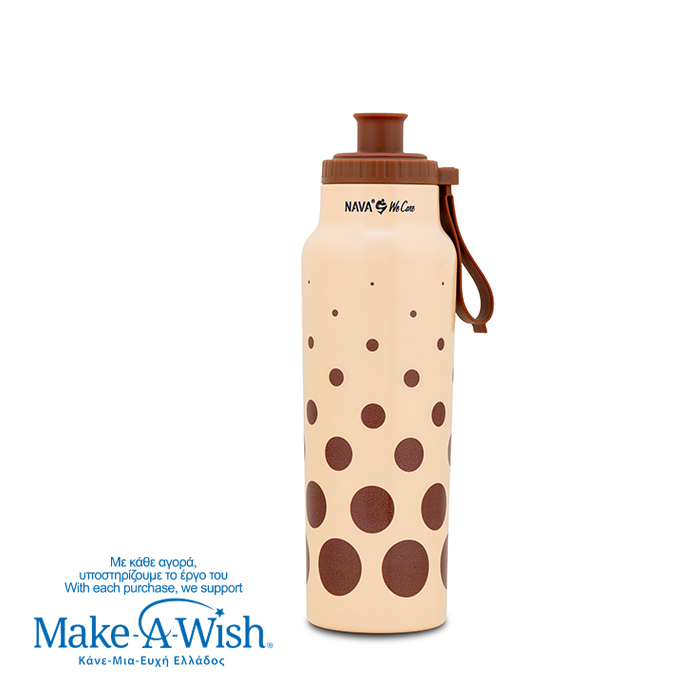 Θερμός μπουκάλι ανοξείδωτο με στόμιο "We Care", Brown Dots 500ml