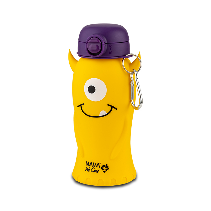 Μπουκάλι νερού σιλικόνης κίτρινο monster "We Care" 500ml