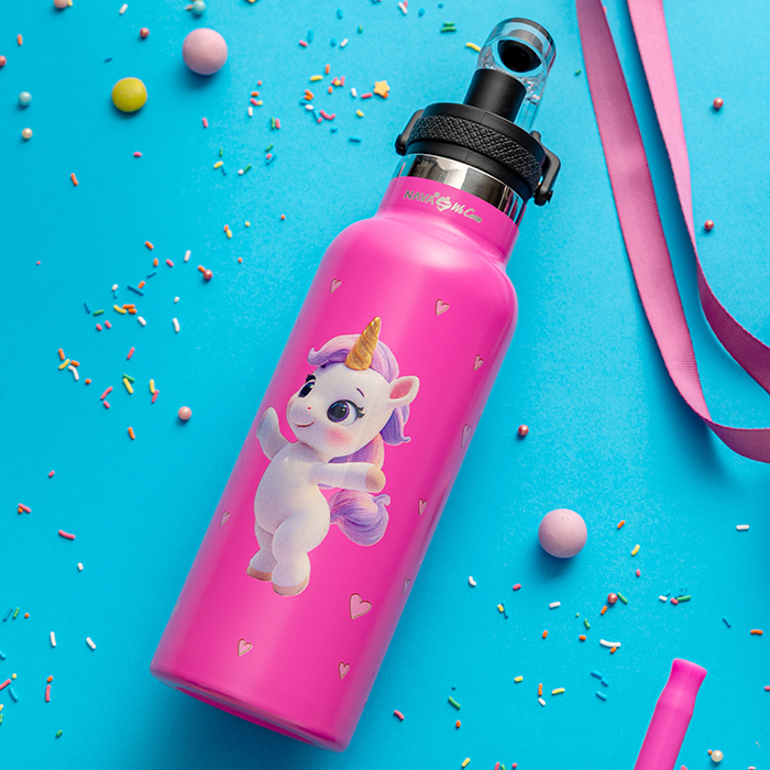 Θερμός μπουκάλι ανοξείδωτο "We Care", Pink Unicorn 500ml