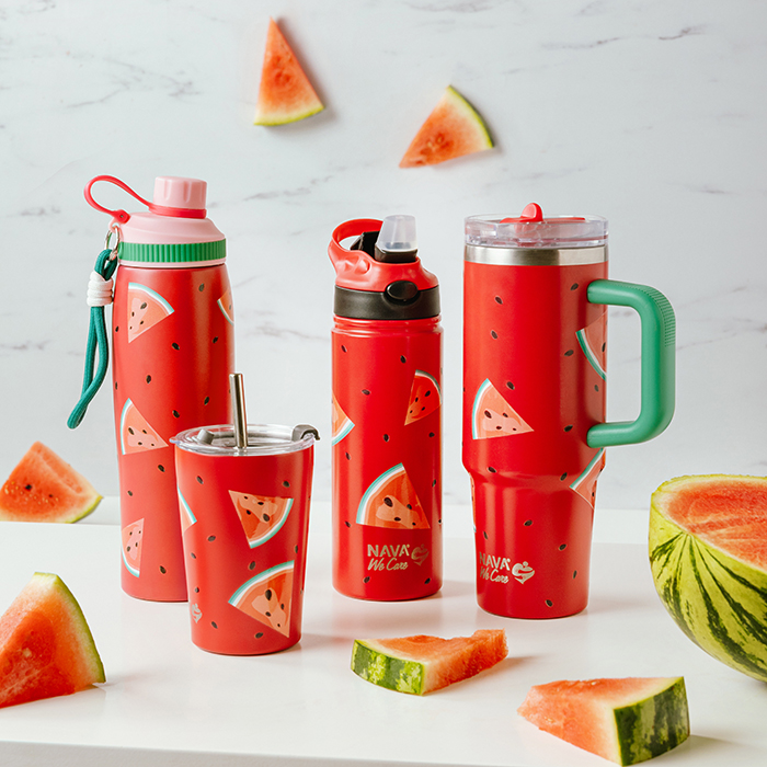 Θερμός μπουκάλι ανοξείδωτο με στόμιο "We Care", Watermellon 650ml