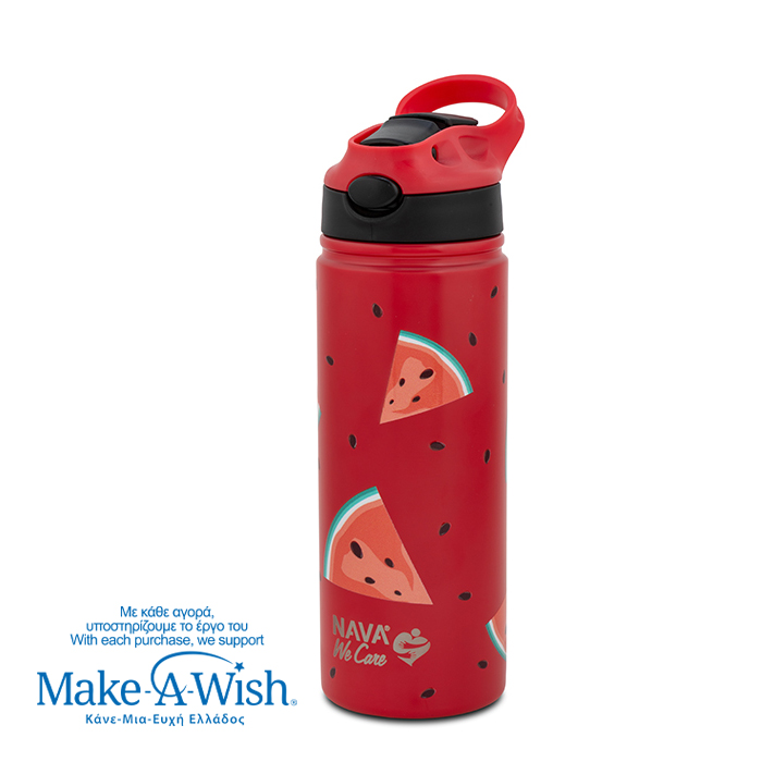 Θερμός μπουκάλι ανοξείδωτο με καλαμάκι "We Care", Watermelon 500ml