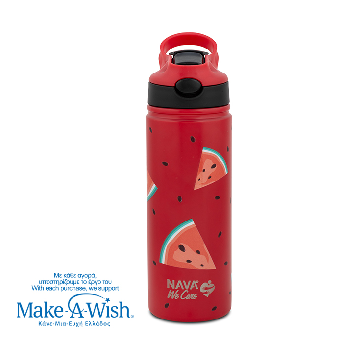 Θερμός μπουκάλι ανοξείδωτο με καλαμάκι "We Care", Watermelon 500ml