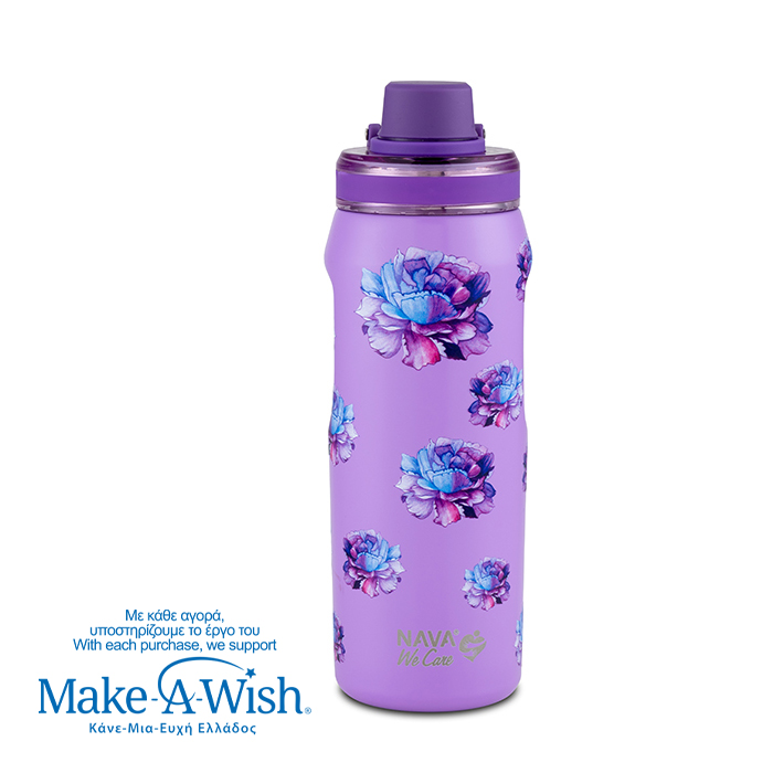 Θερμός μπουκάλι ανοξείδωτο με στόμιο "We Care", Purple Floral 500ml