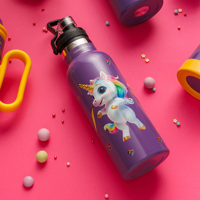 Θερμός μπουκάλι ανοξείδωτο "We Care", Purple Unicorn 500ml