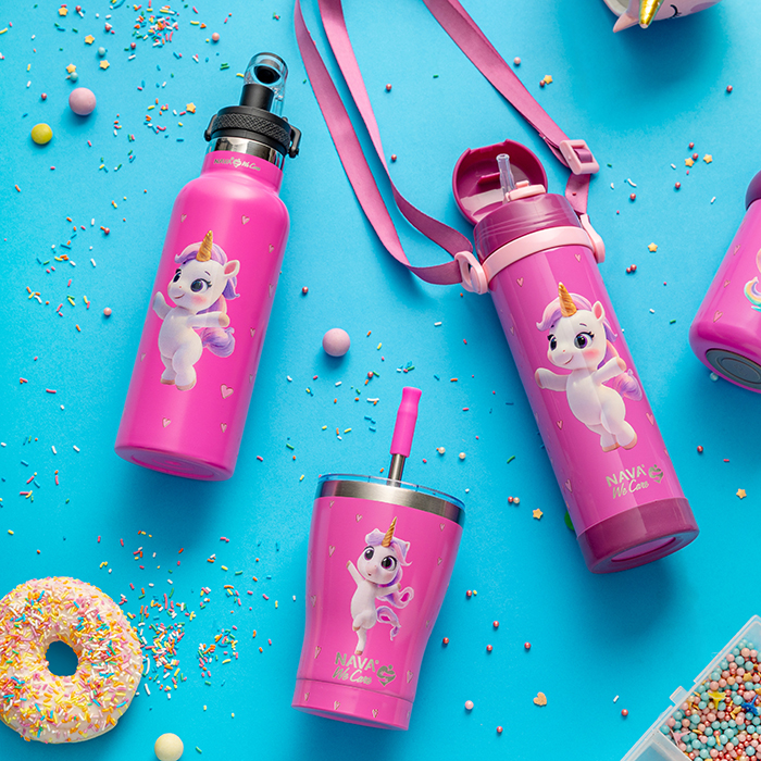 Θερμός μπουκάλι ανοξείδωτο "We Care", Pink Unicorn 500ml