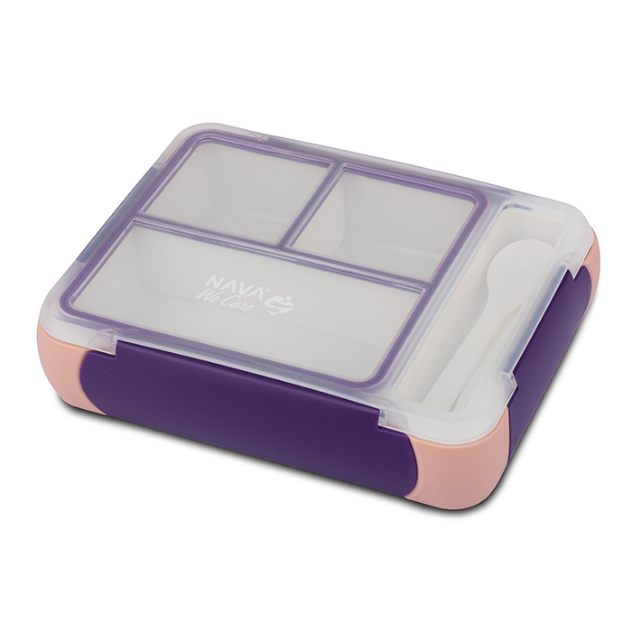 Δοχείο φαγητού Bento πλαστικό ορθογώνιο "We Care", ροζ-μωβ 800ml