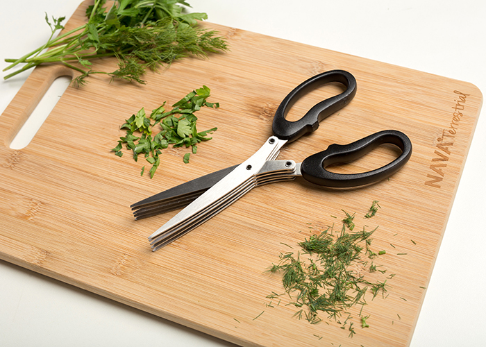 Stainless steel 5 blade herb scissors with cleaning comb "Misty"