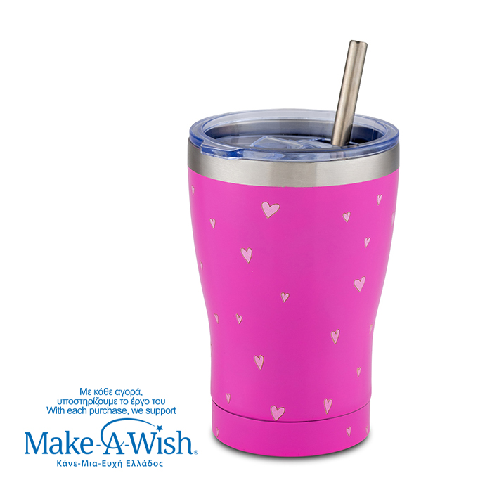 Θερμός ποτήρι με ανοξείδωτο καλαμάκι "We Care" Pink Unicorn 400ml