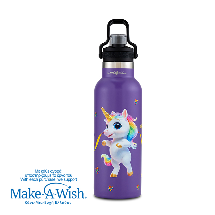 Θερμός μπουκάλι ανοξείδωτο "We Care", Purple Unicorn 500ml