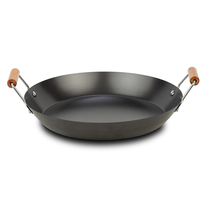 carbon-steel-double-handle-fry-pan-paella-pan-cantonese-with-two-wooden-handles-30cm