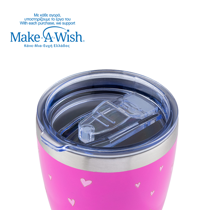 Θερμός ποτήρι με ανοξείδωτο καλαμάκι "We Care" Pink Unicorn 400ml
