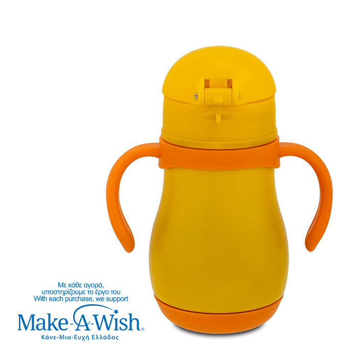 Θερμός μπουκάλι ανοξείδωτο "We Care", Yellow Duck 300ml