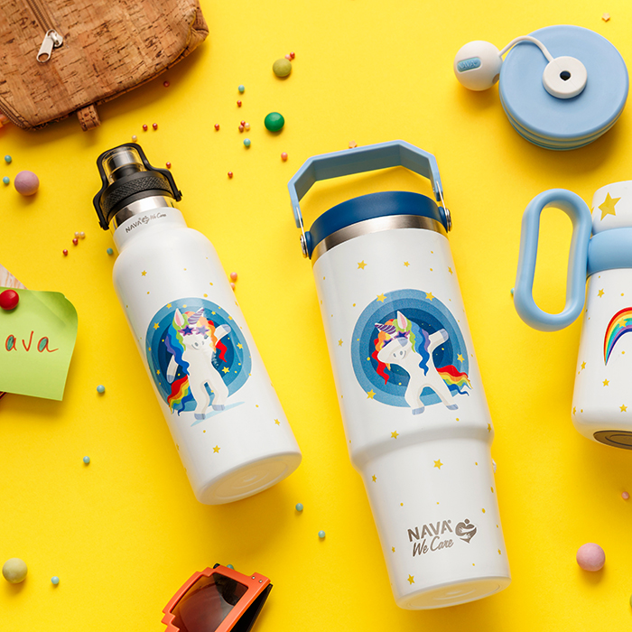 Θερμός μπουκάλι ανοξείδωτο "We Care", White Unicorn 500ml