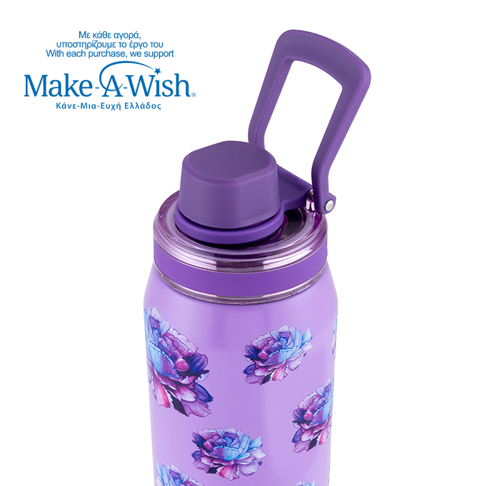 Θερμός μπουκάλι ανοξείδωτο με στόμιο "We Care", Purple Floral 500ml