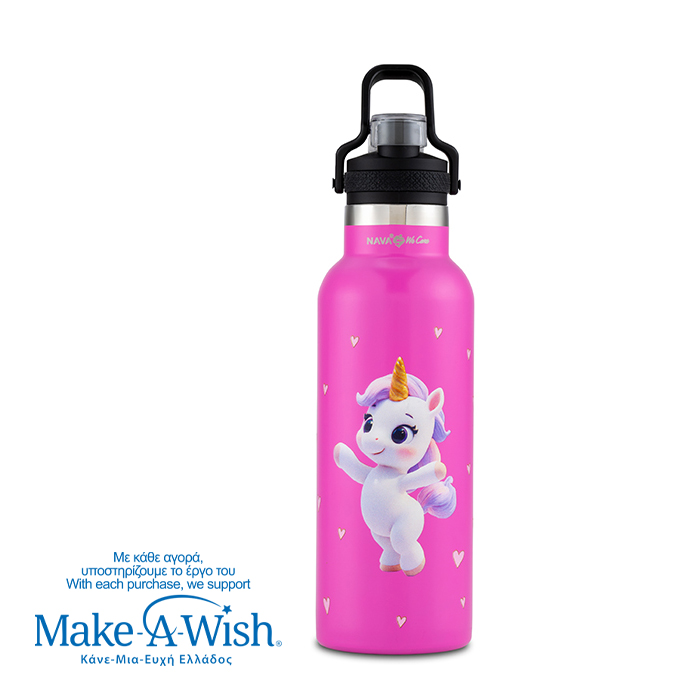 Θερμός μπουκάλι ανοξείδωτο "We Care", Pink Unicorn 500ml