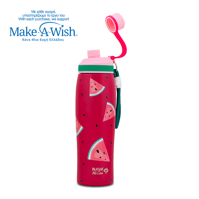 Θερμός μπουκάλι ανοξείδωτο με στόμιο "We Care", Watermellon 650ml