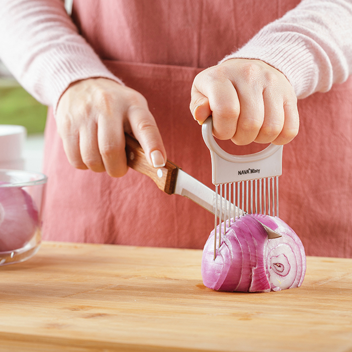 Tools Kitchen Stainless Holder Vegetable KF Gadget Onion Steel Cutter Slicer