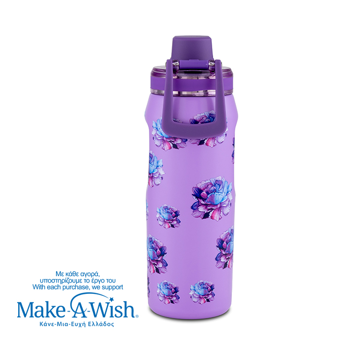 Θερμός μπουκάλι ανοξείδωτο με στόμιο "We Care", Purple Floral 500ml