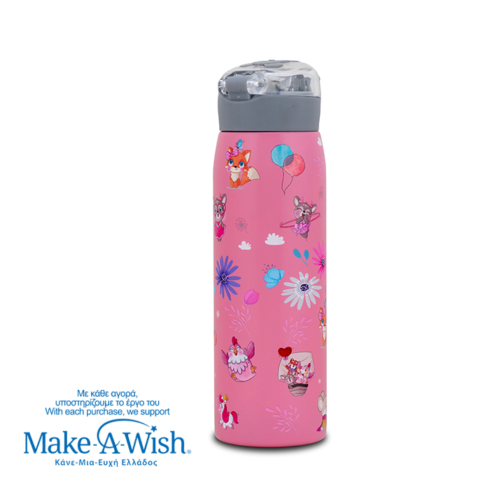 Θερμός μπουκάλι ανοξείδωτο "We Care", Pinky Girly 500ml