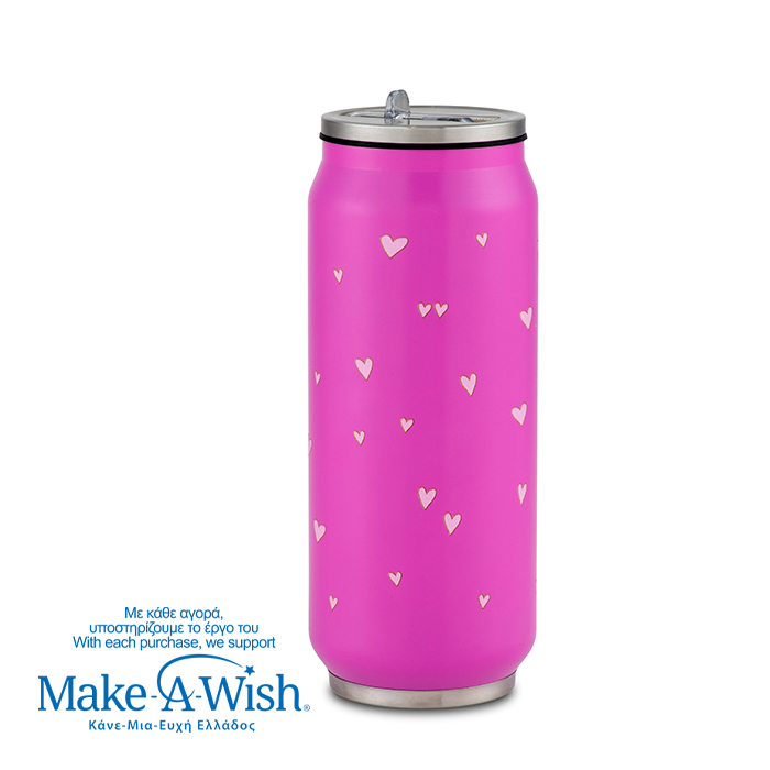 Θερμός ποτήρι με καλαμάκι από σιλικόνη "We Care", Pink Unicorn 500ml