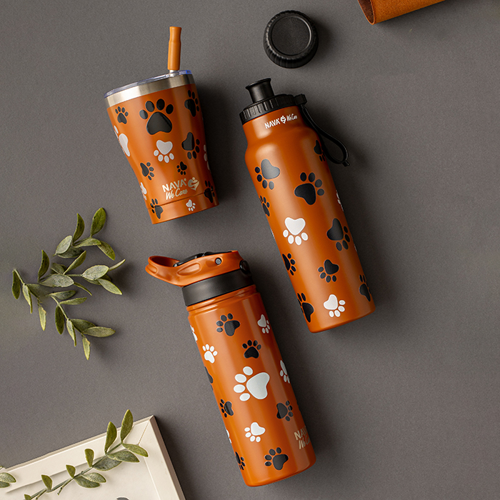 Θερμός μπουκάλι ανοξείδωτο με στόμιο "We Care", Paw Prints 500ml