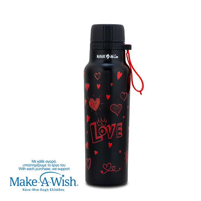 Θερμός μπουκάλι ανοξείδωτο με στόμιο  "We Care", Love 500ml