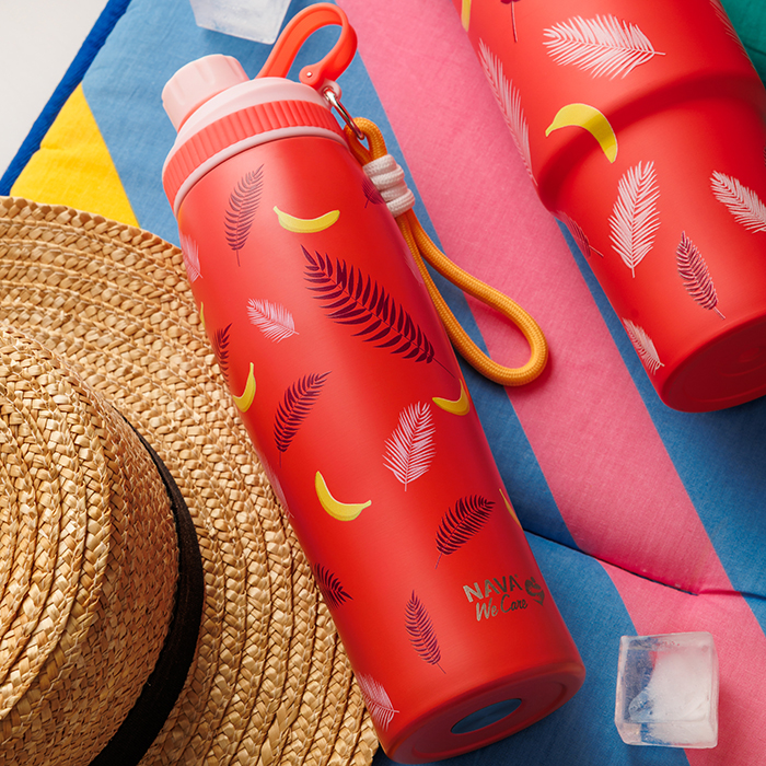 Θερμός μπουκάλι ανοξείδωτο με στόμιο "We Care", Palm Banana 650ml